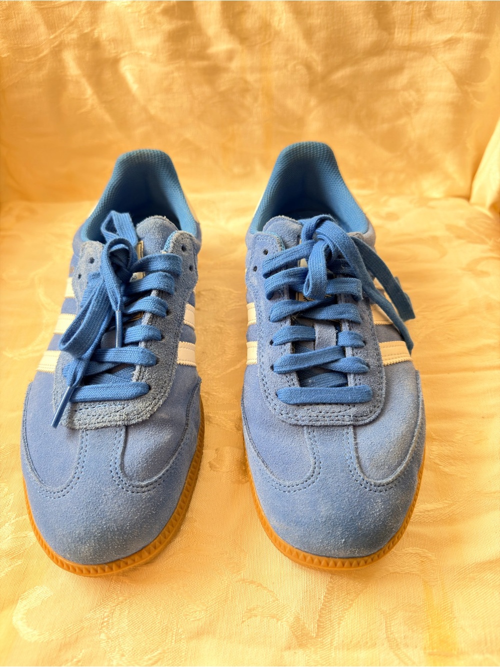 adidas Blue Suede Sneakers with White Stripes